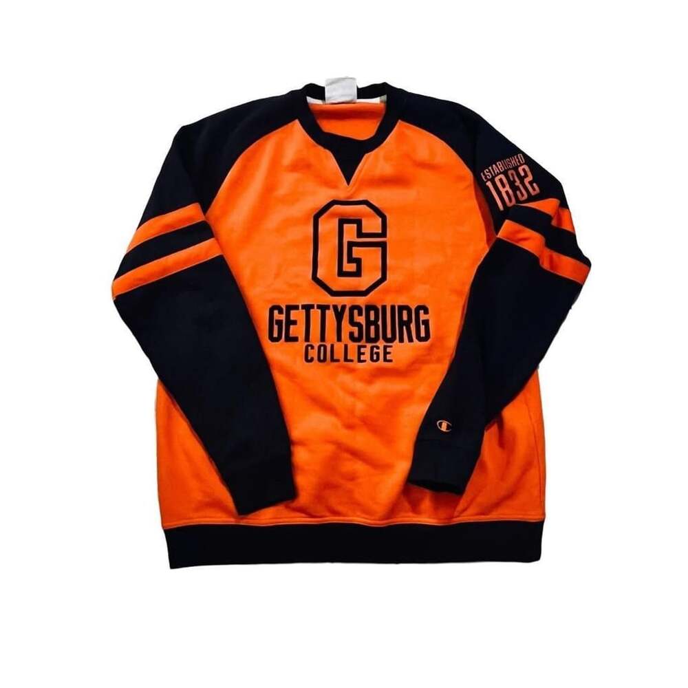 Champion Gettysburg College Orange and Black Crewneck Sweatshirt Size XL
